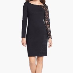 Trina Turk Lace Sleeve Black Dress